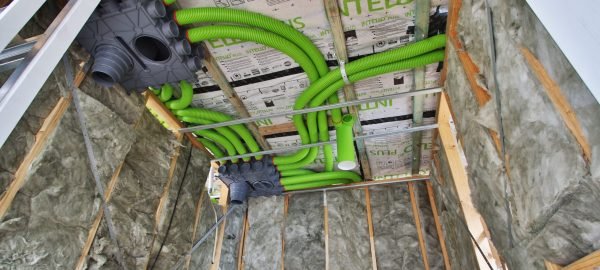 Energy-efficient home ventilation system with green ducting installed by Coy’s Constructions.